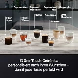 De’Longhi Magnifica Evo Next - Perfetto Kaffeevollautomat mit LatteCrema-Milchaufschäumer, 13 One-Touch-Getränke, Coffee- und Cappuccino Kaffeemaschine, farbiges Touch-Display, Titan (ECAM312.80.TB)