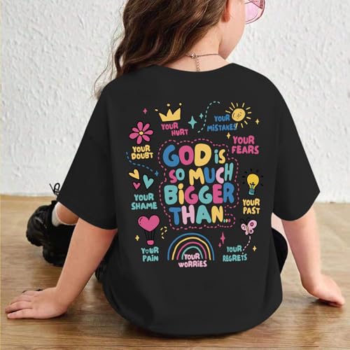 Image of Sulayesh Girls Cute Christian Shirts Jesus God Faith Bible Verse Tshirt for Kids Religious Inspirational Graphic Tees Tops