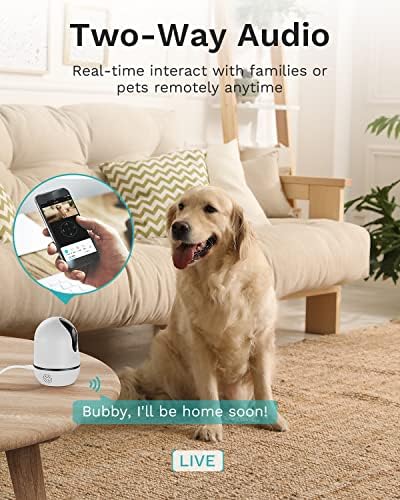 WUUK 4MP Security Camera Indoor, 2.5K Wi-Fi Home Security Camera, Baby Monitor With Camera and Night Vision, Dog/Pet Camera with Phone App, 360° Pan & Tilt, 2-Way Audio, Works with Alexa & Google