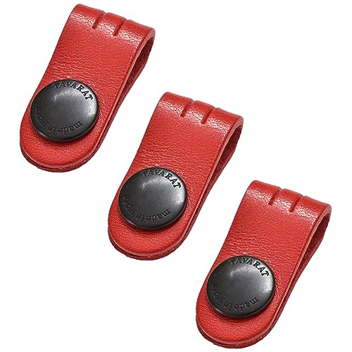 TAVARAT Cord Organizer, Cable Organizer, Charger Organizer, made in Japan, Genuine Leather, Cable Straps, Cable management, Cable Holder (Red, set of 3)