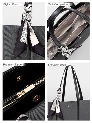 Image of ITTI Capri Tote for Women | Lightweight Three-Compartment Tote Bag with Elegant Scarf Design | Large Capacity Work & Daily Use Bag