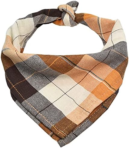 Bubblepup Plaid Dog Bandana, Cotton Dog Bandana for Small Medium Large Dogs, Dog Kerchief, 1PC Square Dog Scarf Dog Triangle Bibs