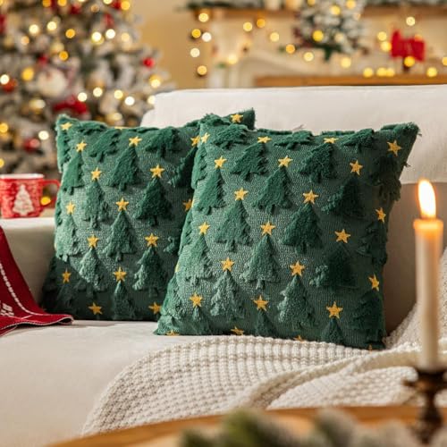 Starnearby 2er Set Kissenbezug Weihnachten 45x45 Weihnachtskissen...