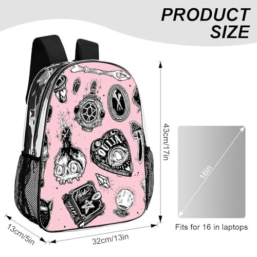 Pink Witchy Witch 17 Inch Transparent Bag Made of PVC Material for Both Men And Women2