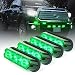 Xprite Green 4 LED 4 Watt Emergency Vehicle Waterproof Surface Mount Deck Dash Grille Strobe Light Warning Police Light Head with Clear Lens - 4 Pack