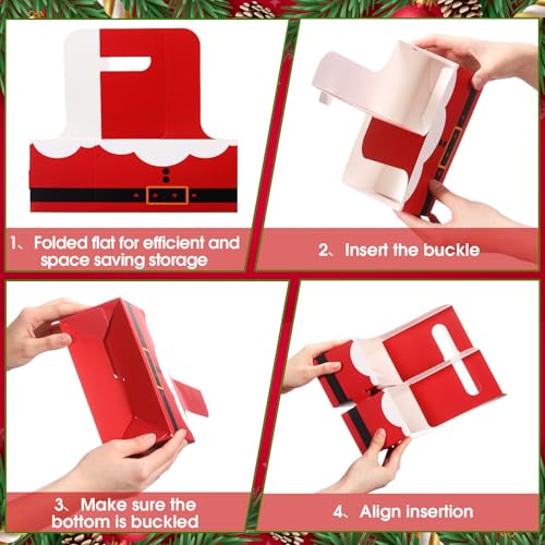 ForraFun 24 Sets Christmas Drink Carrier with Handle Disposable Kraft Paperboard Coffee Cup Holder with Tags Portable Foldable Tray to Go Cup Holder for Xmas Holiday Party Favor (Santa Claus) by ForraFun - Image 3
