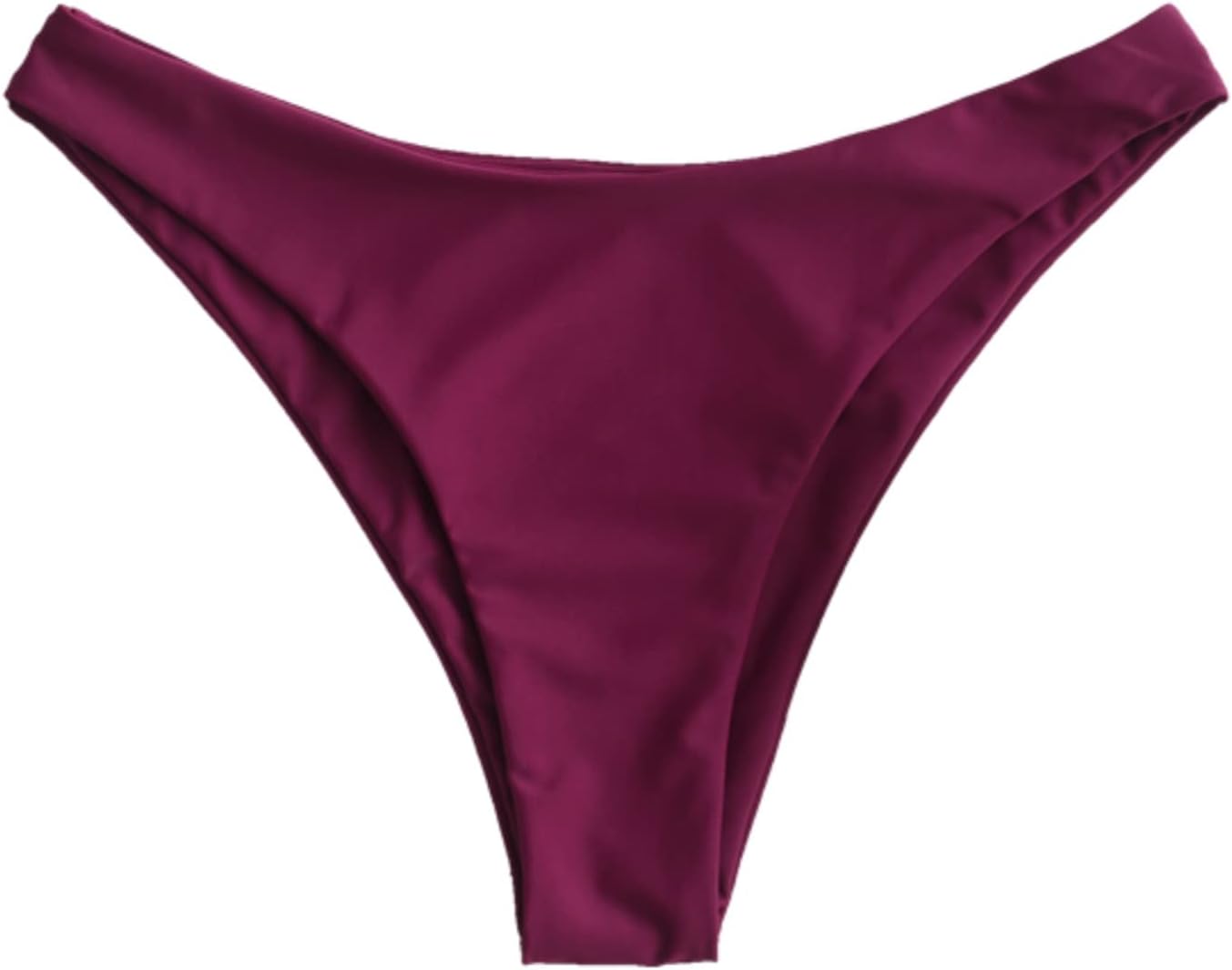 ZAFUL Women's High Cut Plain Bikini Bottom Mid Waist Solid Swimsuit Briefs Cheeky Bathing Suit High Leg Swim Bottoms