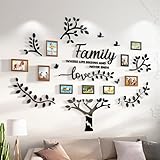 hejiagongsi Family Tree Picture Frame Wall Decor - Wooden Photo Frame & Acrylic Sticker - DIY Family Tree Multiple 4x6 5x7 Black Picture Frames Collage Wall Decor for Living Room Gallery Hallway