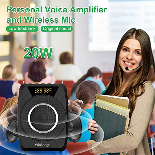Bluetooth 5.0 Voice Amplifier With Wireless Mic Headset, Waterproof Personal Microphone Wireless Voice Amplifier, 20W Loudly Portable Megaphone Pa System For Teachers, Safety Drills, Outdoors Indoors #TOP2