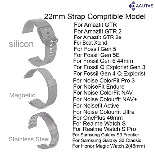 Image of ACUTAS Silicone 22mm Sports Band Soft Silicone Strap for Fossil Gen 5 | Fossil Gen 5E | Fossil Gen 6 44mm (Black)