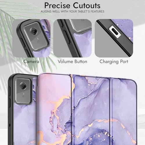 Image of Robustrion Cover for Lenovo Idea Tab Plus 12.1 inch Cover Case with [Pencil Holder], Trifold Cover Case for Lenovo Idea Tab Plus Tablet Cover [Auto Sleep Wake Support] - Marble Lilac