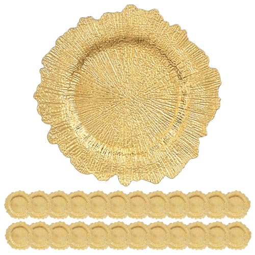 YJYQHYX 24 Pack Gold Charger Plates Bulk, 13