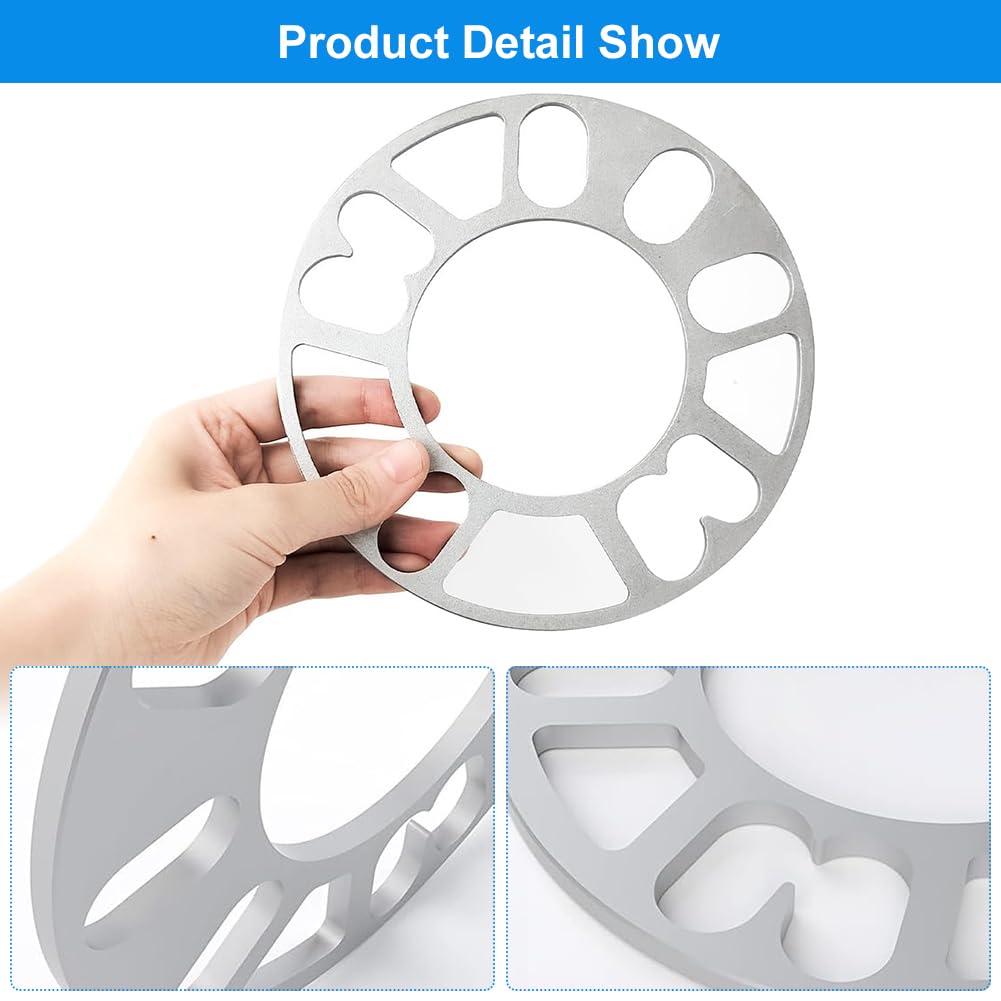 4 Pièces Entretoises Universelles pour Jantes pour Véhicule, Cales D'espacement de Roue en Alliage D'aluminium, Entretoises de Roue 5mm, Élargisseurs de Voie, Auto Accessoire