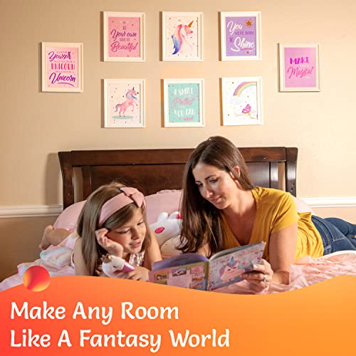 Unicorn Wall Decor - Unicorn Pictures Wall Decor Set Of 8 - Unicorn Wall Art Unframed - Rainbow Pictures Wall Art 8X10 - Easy To Decorate - Unicorn Art Prints - Unicorn Poster - Girls Wall Art #TOP1