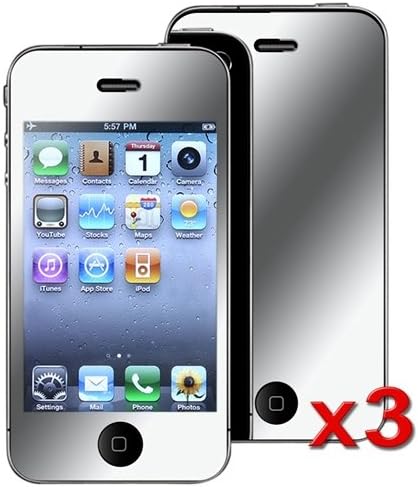 niceEshop 3 Packs Mirror Front Screen Protector for iPhone 4 4S