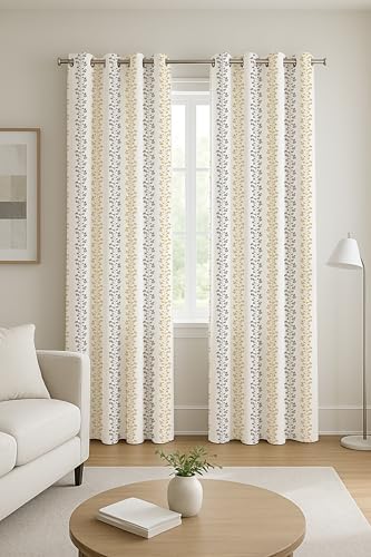 Image of Ultimate Trends Polyester Room Darkening Curtains for Doors and Window, Eyelets Curtain Block Up to 65% to 70% Sunlights, 5 FEET Packof 2,Yellow Grey