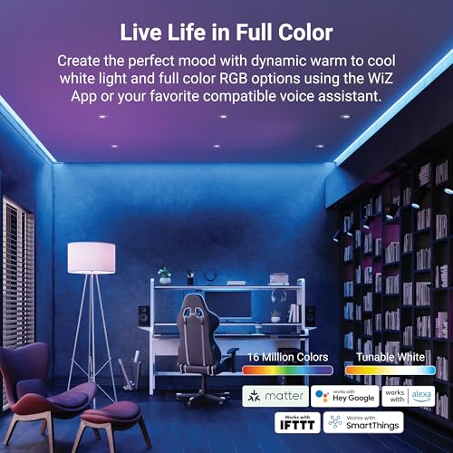 HALO 5/6 in Smart Wi-Fi Recessed LED Lights 4-Pack, Dual Zone, Dimmable, Full Color, SpaceSense Motion Detection Retrofit Can Lights Connected by WiZ Pro - RLWZDZT56-4PK by HALO - Image 5