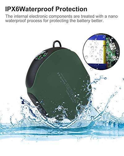 Abfoce Waterproof Portable Charger 10000Mah Outdoor Power Bank One Of The Smallest And Lightest Battery Pack Led Compass High-Speed ​​Charge Compatible For Iphone Android Samsung-Green #TOP2