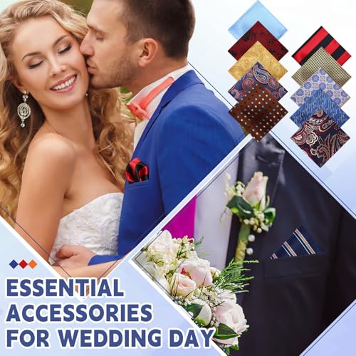 Image of 52 Pcs Pocket Squares for Men Soft Silk Handkerchiefs for Suit Accessories Wedding Business Banquet 9.06 x 9.06'', 52 Styles