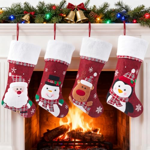 Calcetines Navidad Personalizados Bordado Nombre – Gran CalcetíN de Navidad 48 cm, DecoracióN Festiva y Regalo Familiar – 1 Unidad, Adornos NavideñOs para Chimenea, Ideales para el Hogar o Fiestas.