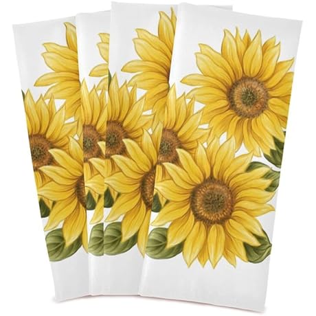 Sunflower Kitchen Dish Towels Set of 4 [Sunflower Dish Towels]