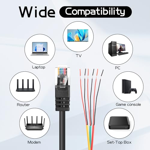 YAODHAOD RJ11 /12 6P6C Stecker auf 6-polig Kabel 1.5M, verwendet für RJ11 Telefonleitung, Ethernet Anschluss, CCTV Adapter, Netzwerküberwachung und DIY Sensor Anschluss