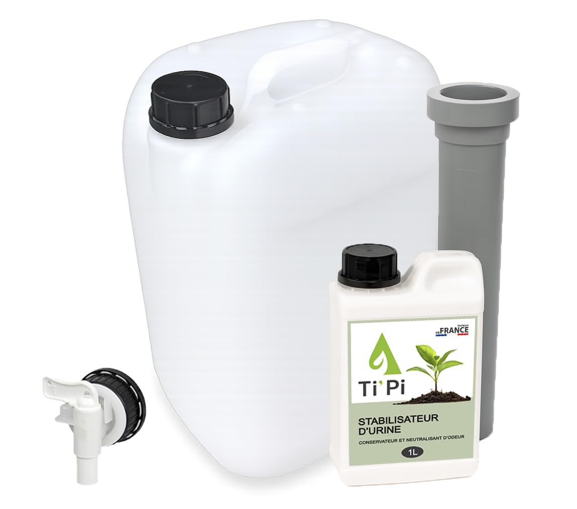 Ti'Pi - Kit stockage urine - Bidon réservoir 25 litres - Confort d’utilisation et anti-odeur - Facile à installer - Récupération de l'urine comme engrais