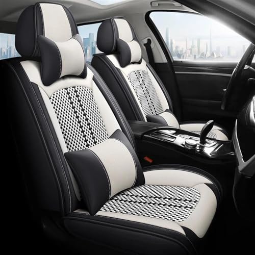 Housse siège voiture Ford luxe en cuir premium noir et blanc pour Focus et Explorer