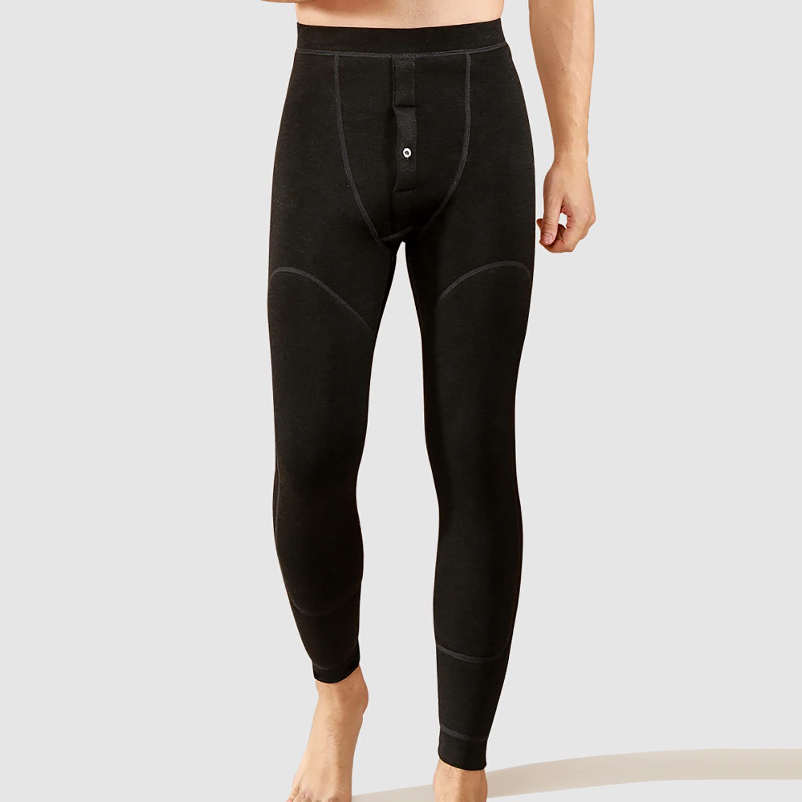 Pantalones de Capa Base Térmica para Hombres Grueso Cálido Ropa Interior Calzoncillos Largos Invierno Pantalones Polainas(Size:XL,Color:Negro)