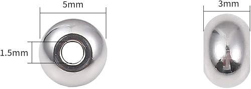 Miniatura 2 de Cuentas espaciadoras de acero inoxidable de 0.197 x 0.118 in Rondelle sueltas para hacer joyas de bricolaje, 100 unidades con agujero de 0.069