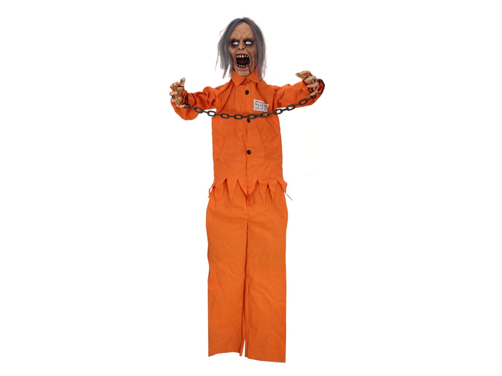 EUROPALMS Halloween Figur Sträfling Sirius, animiert, 85cm | Animierte Figur mit Licht- und Soundeffekt (Batterie- & USB-Betrieb)