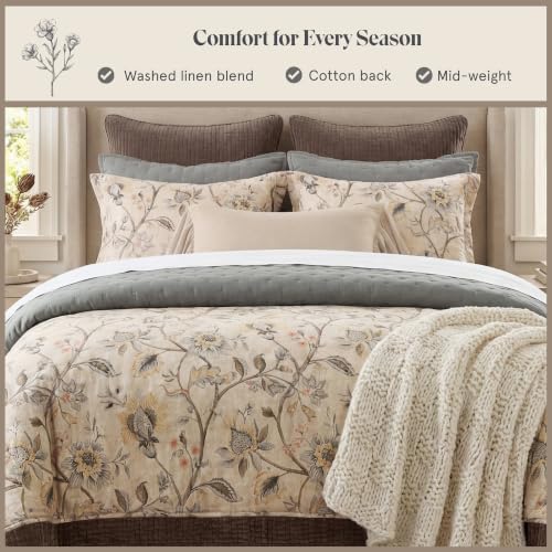 Image of HiEnd Accents Penrose 3 Piece Queen Washed Linen Blend Comforter Set