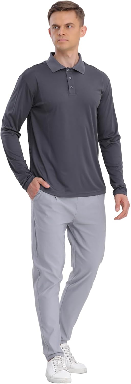 Men's Golf Polo Shirts,1 Pack/4 Pack Long Sleeve Quick Dry Athletic Casual Performance Collar Shirts for Men - Image 8