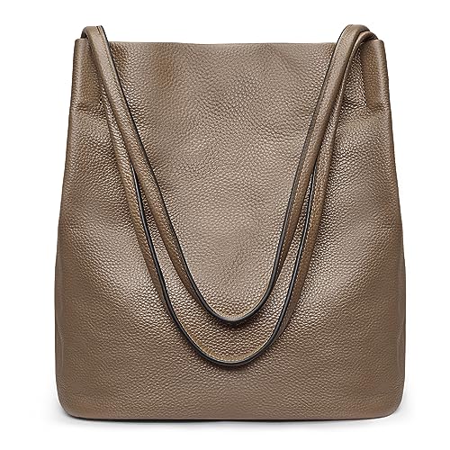 Image of Kattee Women Soft Genuine Leather Totes Shoulder Bag Purses and Handbags with Top Magnetic Snap Closure