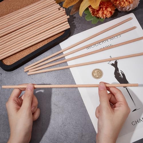 OLYCRAFT 30Pcs Round Wood Sticks 30cm Long Unfinished Beech Wooden Strips 6mm Round Dowels Strips Wooden Dowel Rod Natural Wood Sticks Model Accessories for Building Model DIY Craft Supplies - Image 3