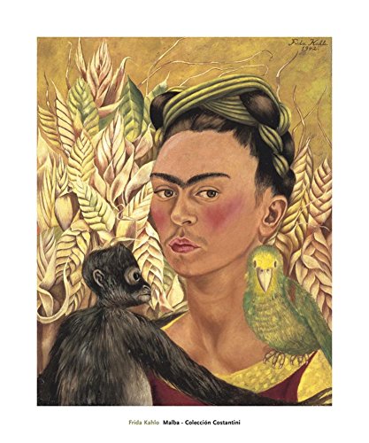 Frida Kahlo – Self- Portrait with Monkey and Parrot 1942 Kunstdruck (50,80 x 60,96 cm)