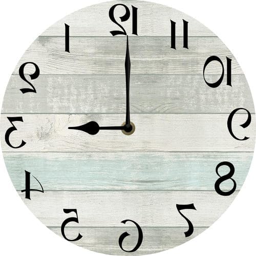 Reloj de pared retro con números inusuales y divertidos, reloj de madera decorativo moderno de 10 x 10 pulgadas, silencioso, sin tictac, funciona