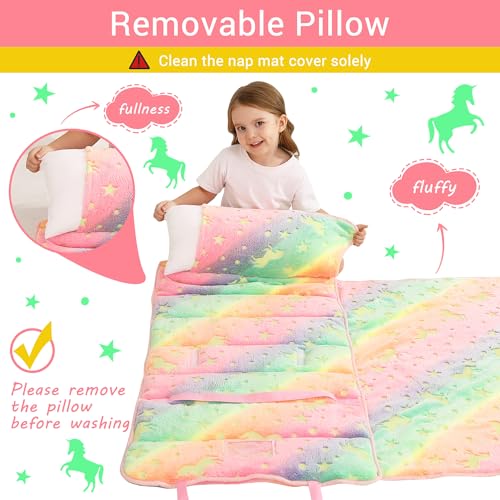 Image of Lasoftan Toddler Nap Mat with Pillow and Blanket, Extra Large Rolled Napping Mats,Slumber Bags for Boys Girls,Kids Sleeping Bag for Daycare, Preschool Travel Camping