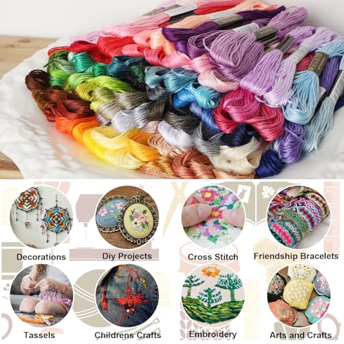 Image of Embroidery Floss, Cross Stitch Thread, Embroidery Thread, Friendship Bracelets Floss, Crafts Floss, Rainbow Color, 100 Skeins