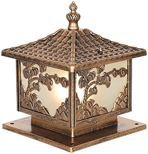 Lámpara europea para exteriores, impermeable, retro, paisaje, cuadrado, farol decorativo para camino, faro estigma para valla, decoración elegante