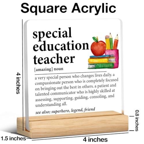 Special Education Teacher Appreciation Gift, Thank You Gifts for Autism Teacher SPED Teacher, Special Education Teacher Definition Clear Desk Decorative Sign Acrylic Plaque Sign Table Shelf Desk Decor