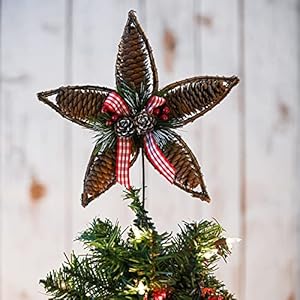 Ornativity Rattan Star Tree Topper - Christmas Rustic Acorn Pine Cone Tree Topper with Holly and Berry Decor Holiday Xmas Trees Top Decorations 11.5" Ornativity Rattan Star Tree Topper Christmas Rustic Acorn Pine Cone Tree Topper with Holly and Berry Decor Holiday Xmas Trees Top Decorations 115