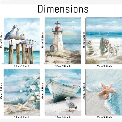 Image of cupmod 6 Packs Beach Paint by Numbers Kit for Adults,Sea Side DIY Acrylic Oil Painting Numbers Kits on Canvas,Watercolor Adults Paint by Numbers Kits for Home Decor 9.8x13.8inch