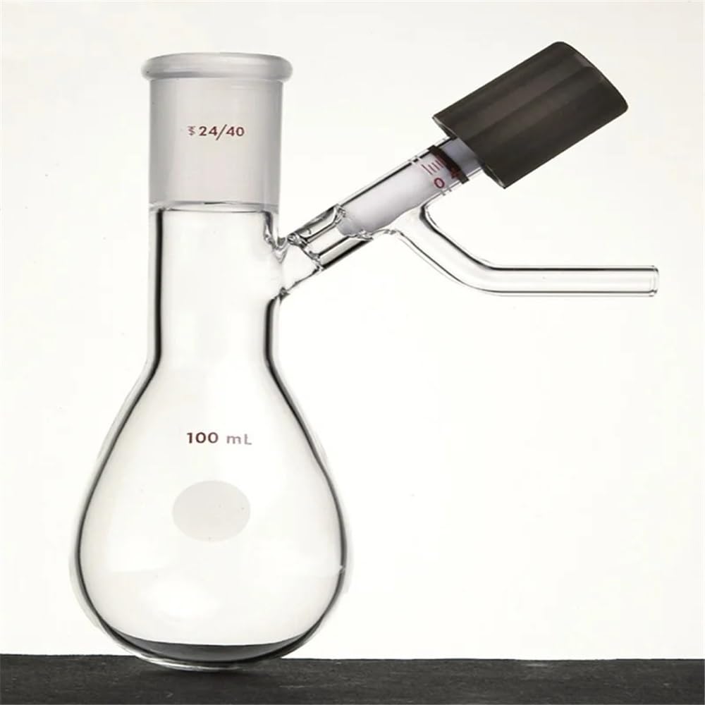 Vetreria da laboratorio Flacone di reazione da 4 mm con valvola in PTFE for alto vuoto, pallone in vetro borosilicato F90(25mL-F901425H)