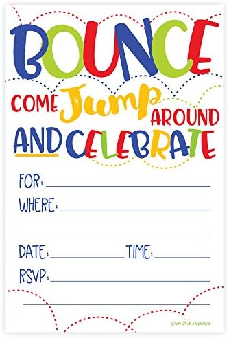 Bounce House or Jumping Party Invitations (20 Count) With Envelopes