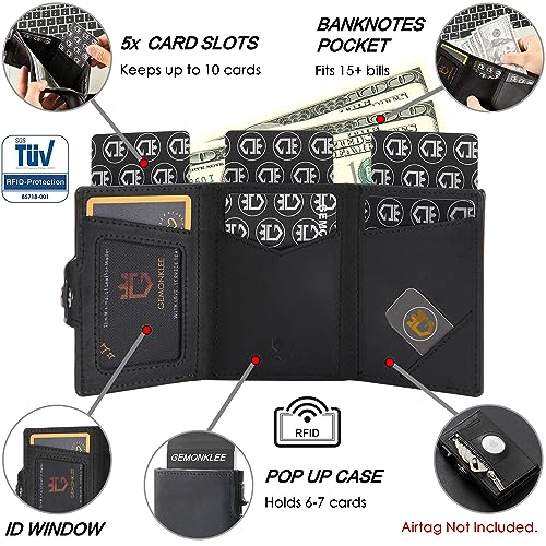 Image of Large Capacity Wallet - Black, Nylon, Leather, Aluminum, Pop-Up, Spacious, ID Window, Photo Slot, Scratch Resistant, Lightweight, Secret Compartment, Card Holder