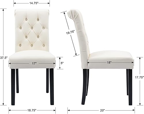 Miniatura 2 de Juego de 2 sillas de comedor tapizadas de piel sintética, sillas Parsons con respaldo alto, sillas laterales sin brazos para cocina y comedor, color