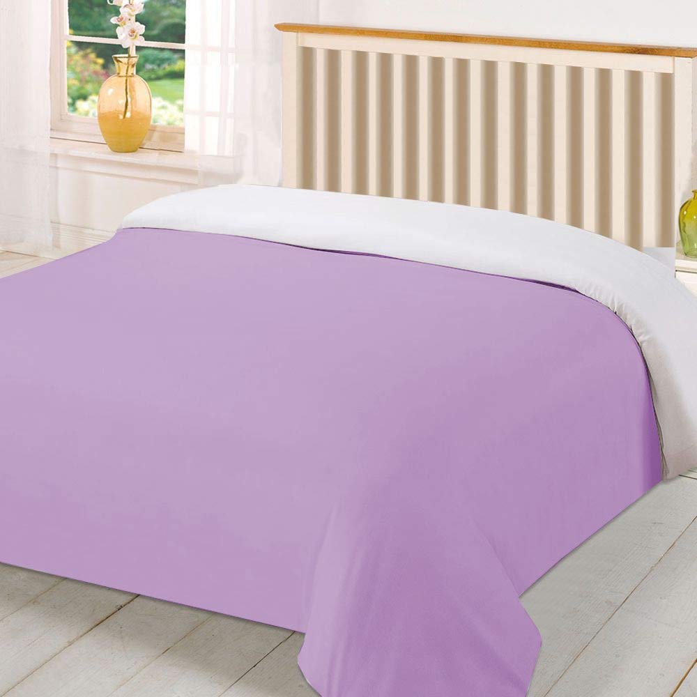 MISR Linen Luxurious Ultra Soft And Silky 100% Egyptian Cotton 1PC's Reversible Duvet Cover Solid, with Zipper & Corner Ties 500 Thread Count(Lilac,Single)