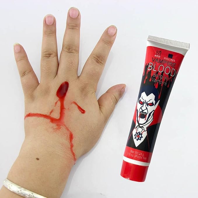 PartySanthe 2pcsHalloween Dripping Fake Blood Realistic Blood Drops Body Paint Washable Fake Blood Makeup Kit For Vampire Clown Monster Clothes Costume Cosplay Makeup 60ML 2pcs-picture-54