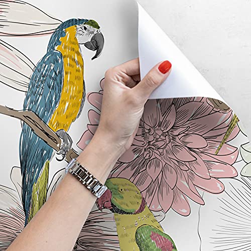 Papier peint auto-adhésive meuble et chambre fleurs de perroquet - 4